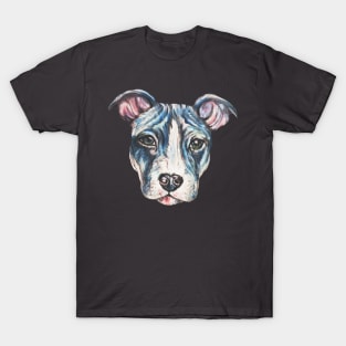 Blue Pitbull Face T-Shirt